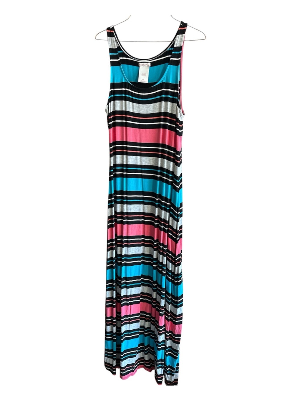 Merona Teal, Black & White Striped Maxi Tank Dress